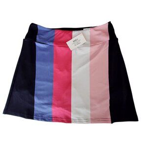 Golftini Womens Multicolor Striped Skort Connection-Short Mid-rise waistband  M